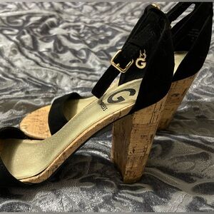 G by Guess Black Vegan Suede Heels sz 7